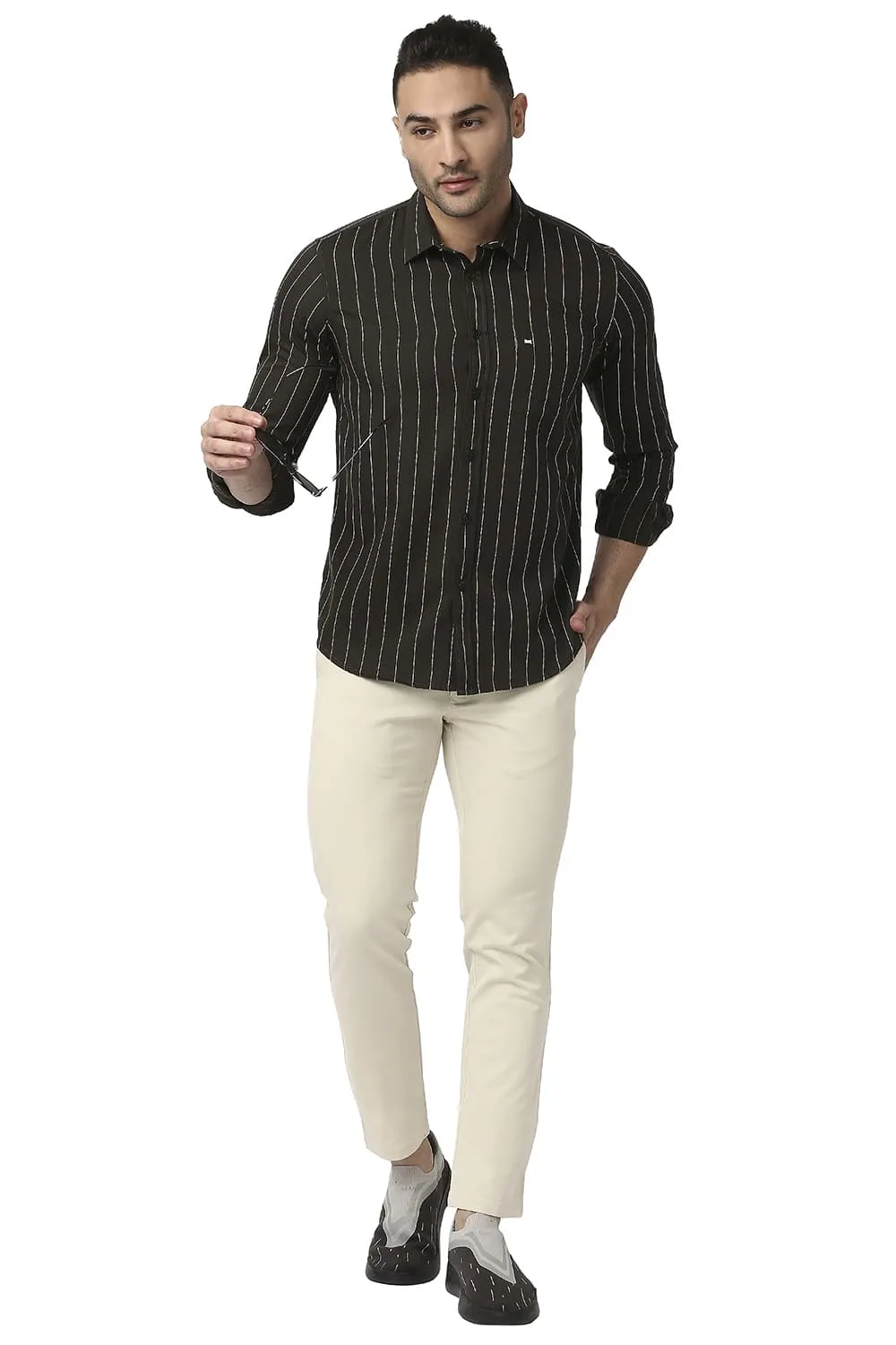 Tapered Fit Cotton Stretch Trousers