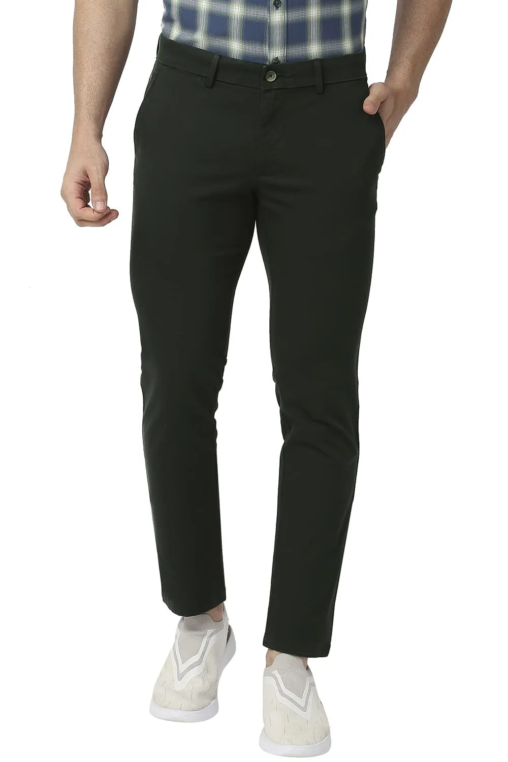 Tapered Fit Cotton Stretch Trousers