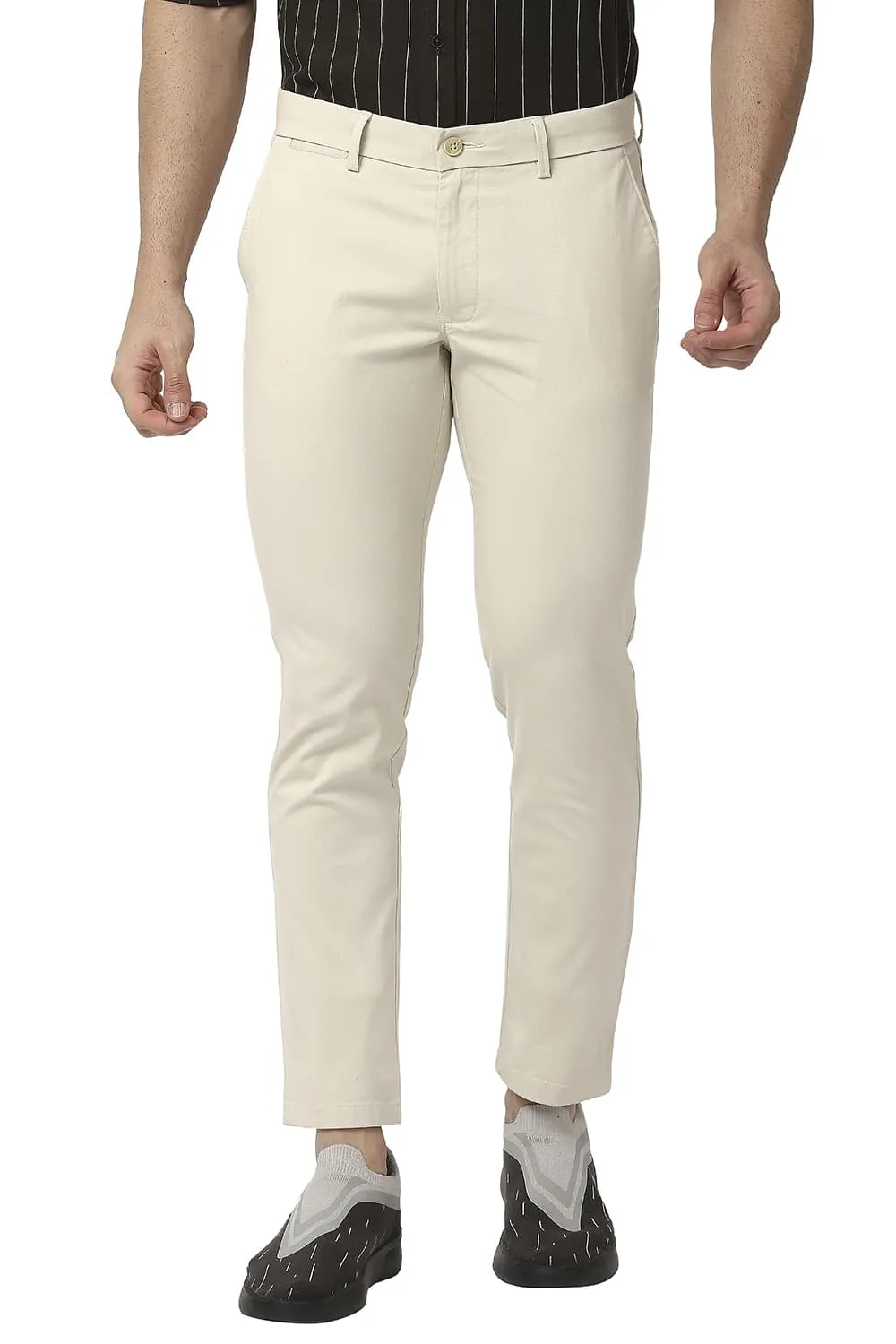 Tapered Fit Cotton Stretch Trousers