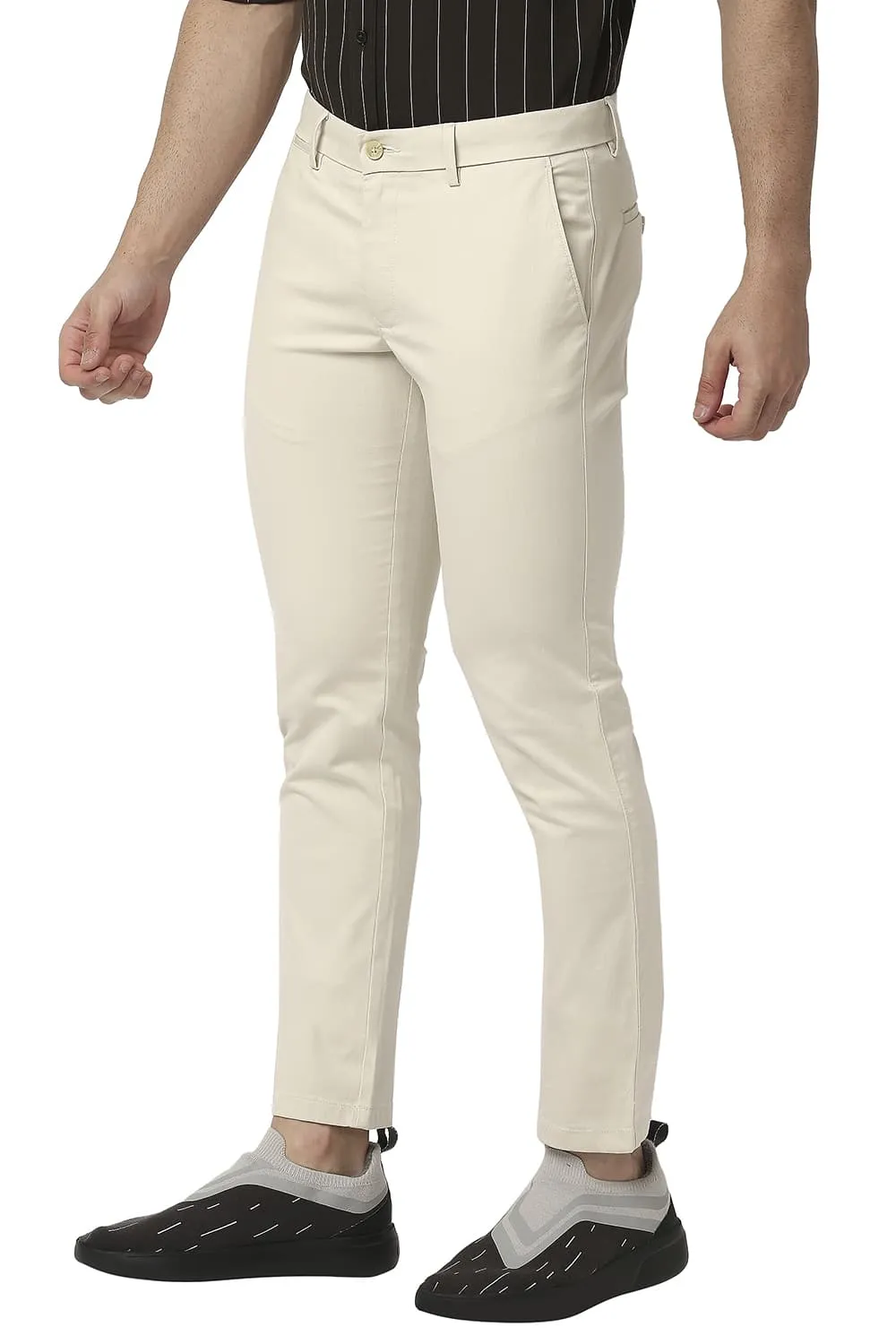 Tapered Fit Cotton Stretch Trousers