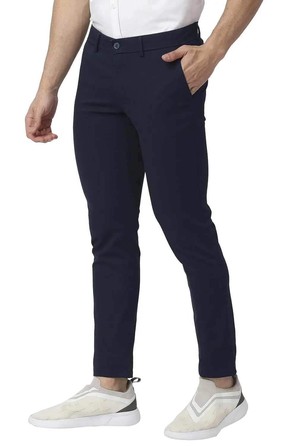 Tapered Fit Cotton Stretch Trousers
