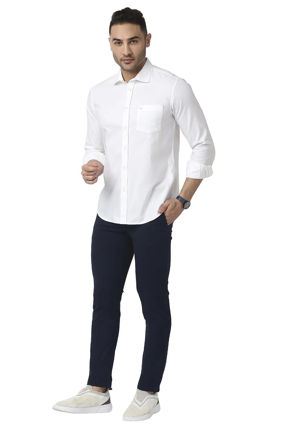 Tapered Fit Cotton Stretch Trousers