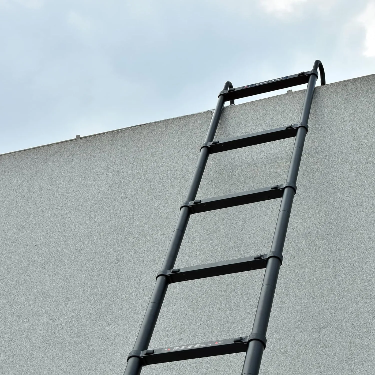 Telescoping Ladder 10.5FT Black Aluminum Step Ladder Portable Extension Folding Ladder with Detachable Hooks, Folded Height 2.7ft Space Saving, 330lbs Load Capacity, for Home, RV, Office