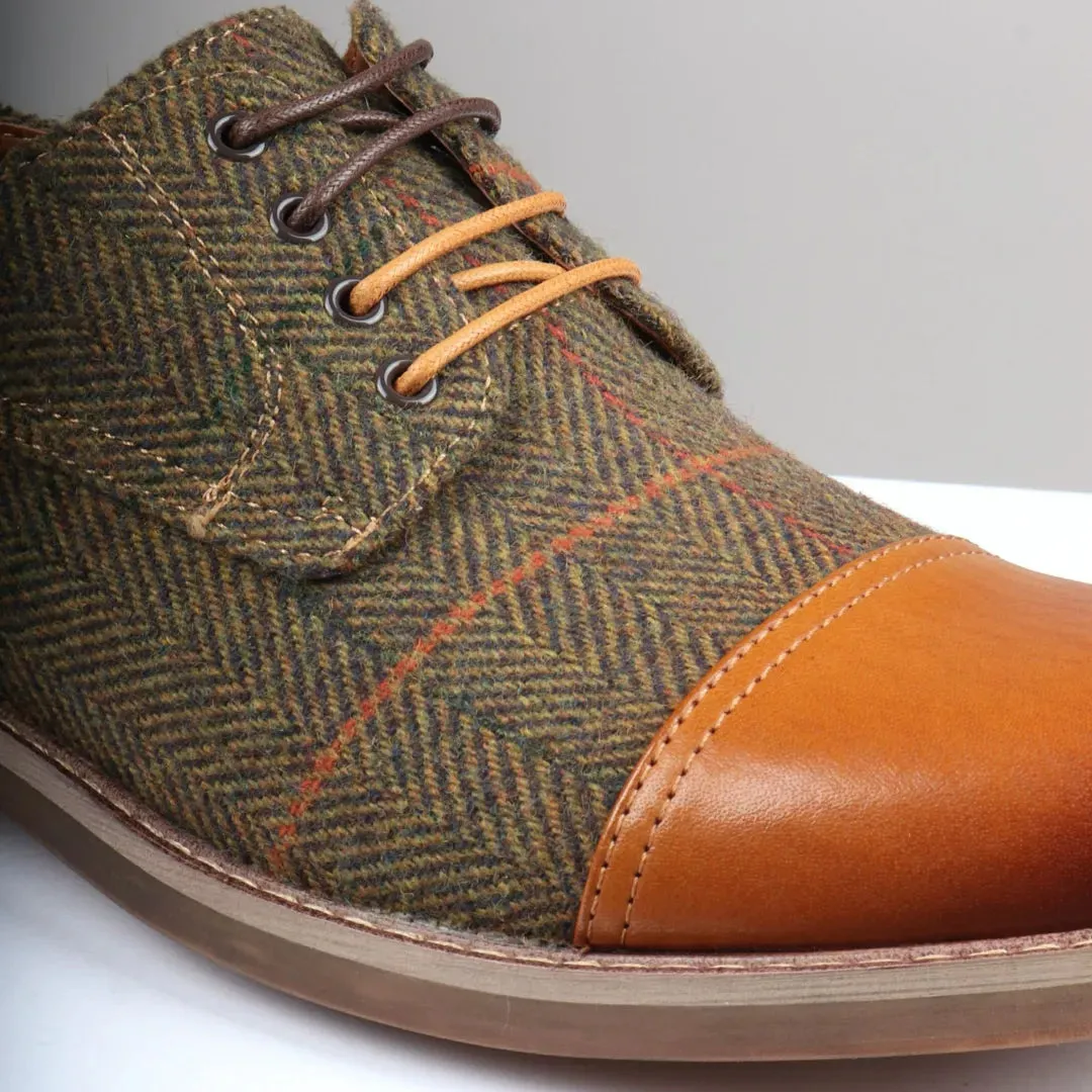 THEON - MEN'S LEATHER TWEED OXFORD SHOES