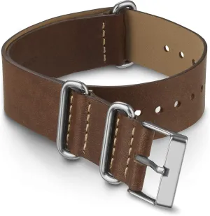 Timex TW7C63000 20mm Brown Double-Layered Leather Slip-Thru Strap