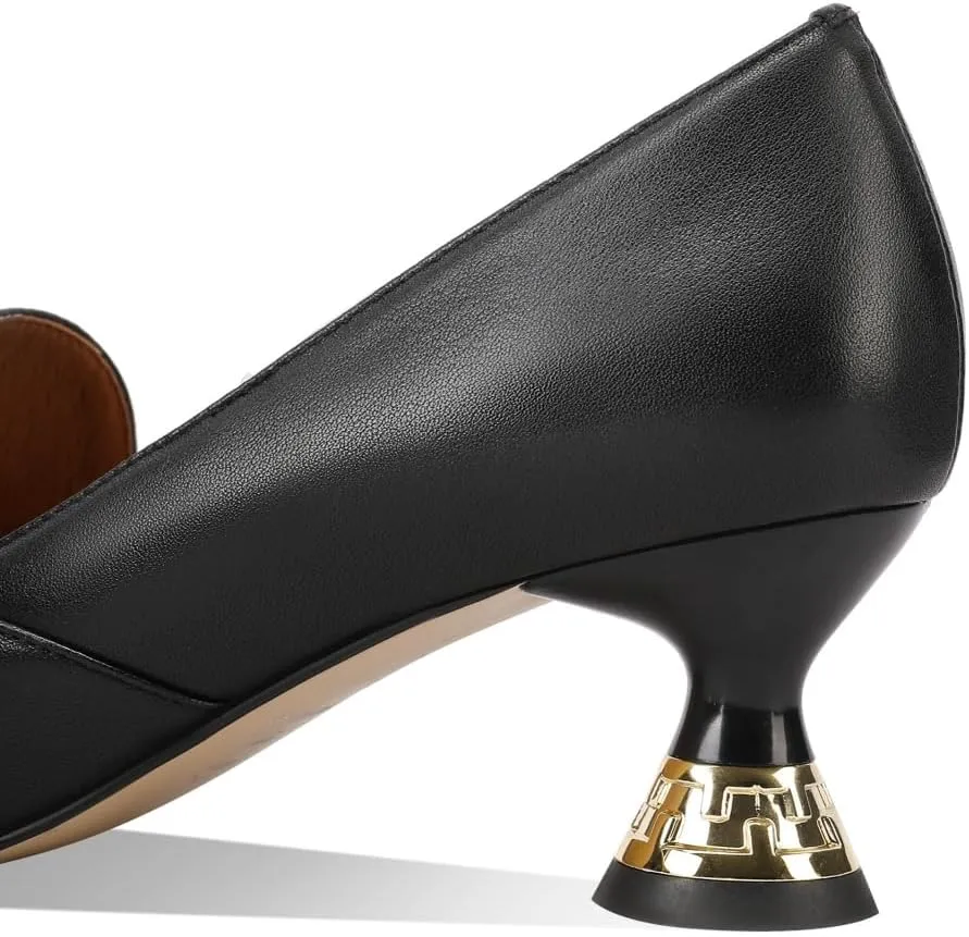 TinaCus Women's Pointed Toe Handmade Cone Heels Genuine Leather Slip On Pumps Shoes