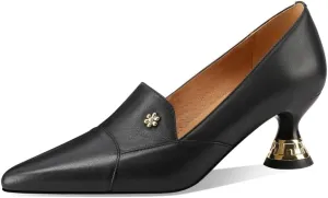TinaCus Women's Pointed Toe Handmade Cone Heels Genuine Leather Slip On Pumps Shoes