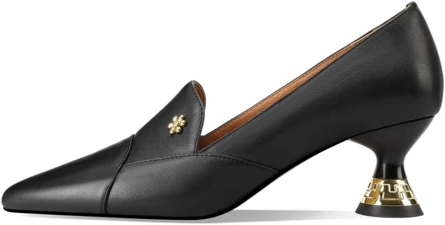 TinaCus Women's Pointed Toe Handmade Cone Heels Genuine Leather Slip On Pumps Shoes