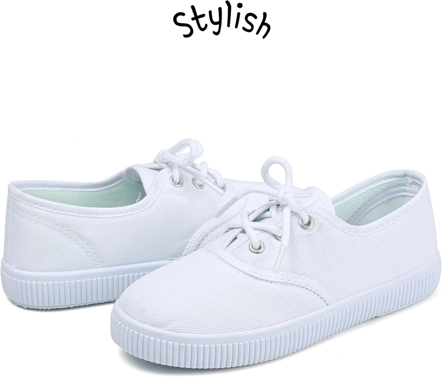 Toddler Kids White Shoes Fashion Canvas Sneakers Slip-on Comfortable Light Weight Skin-Friendly Causal Running Tennis Shoes for Boys Girls(Toddle/Little Kids/Big Kids)