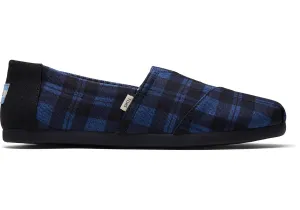 TOMS Men's Classics Ortholite Navy Plaid Slip-Ons