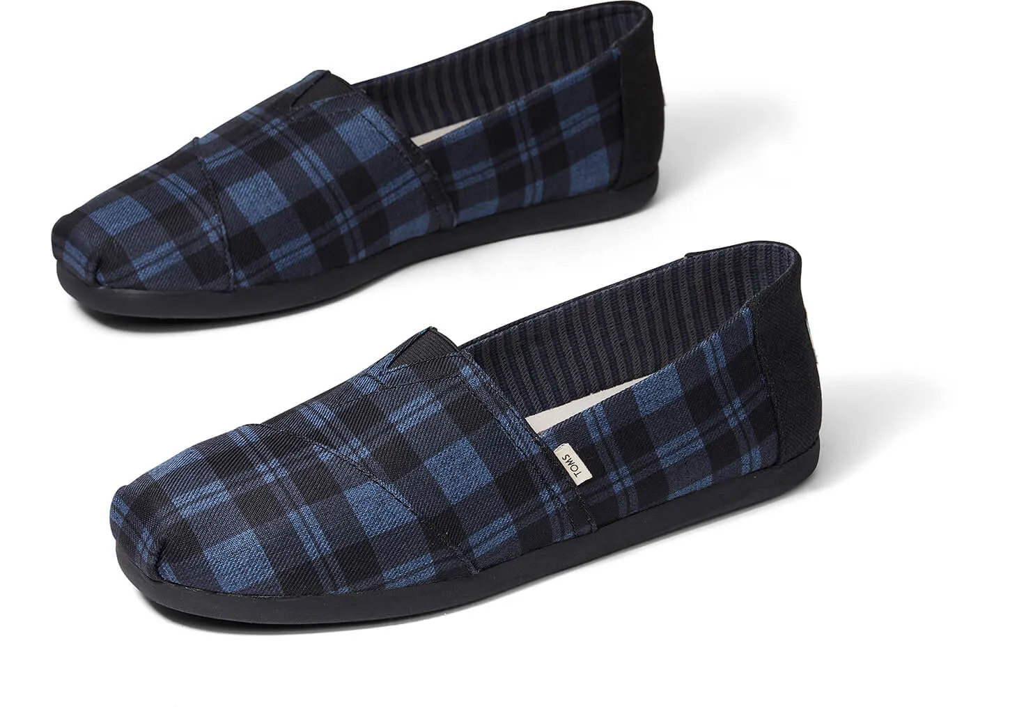 TOMS Men's Classics Ortholite Navy Plaid Slip-Ons