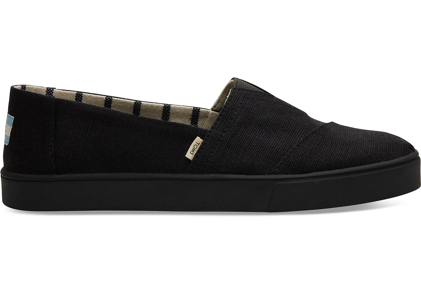 TOMS Men's Cupsole Venice Collection Classics Black on Black Canvas Slip-Ons