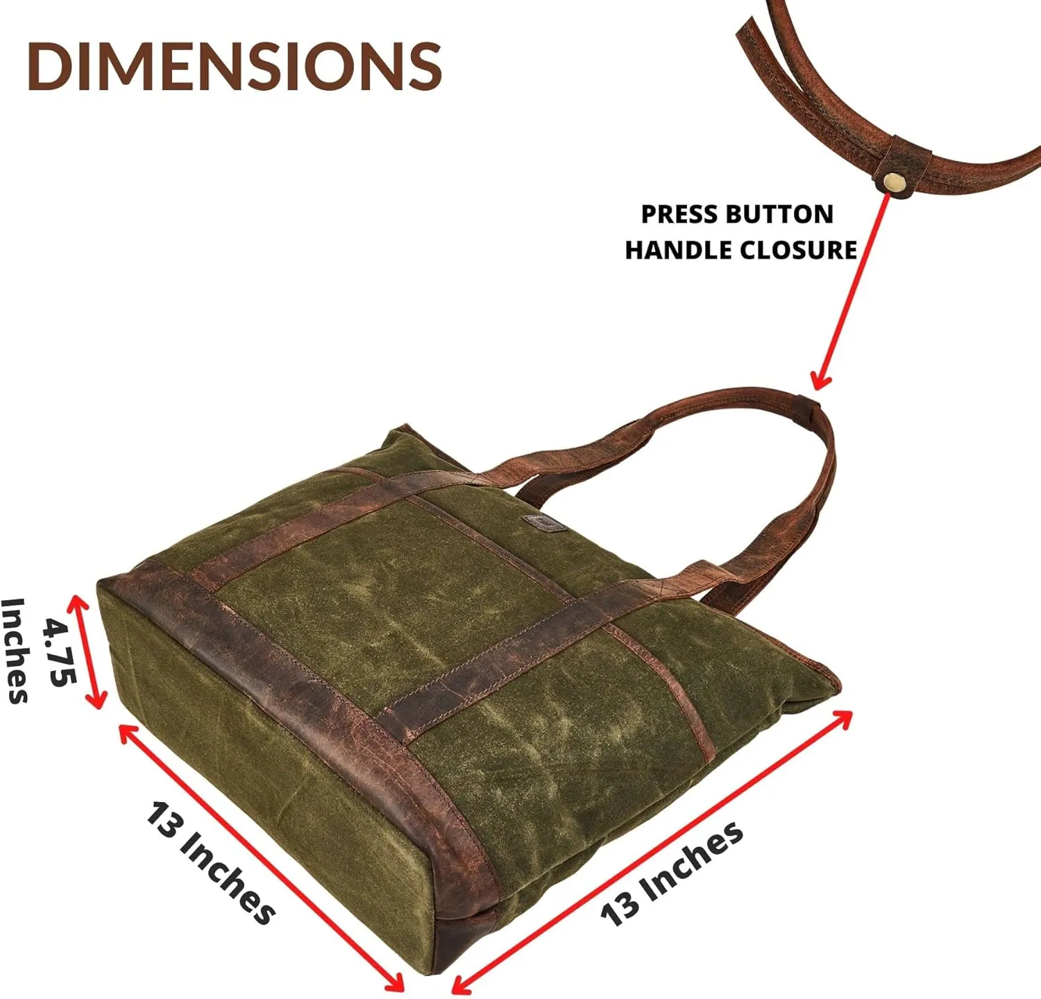 Tote Bag for Women Real Leather Shoulder Handbag Organizer Water Repellent Waxed Canvas