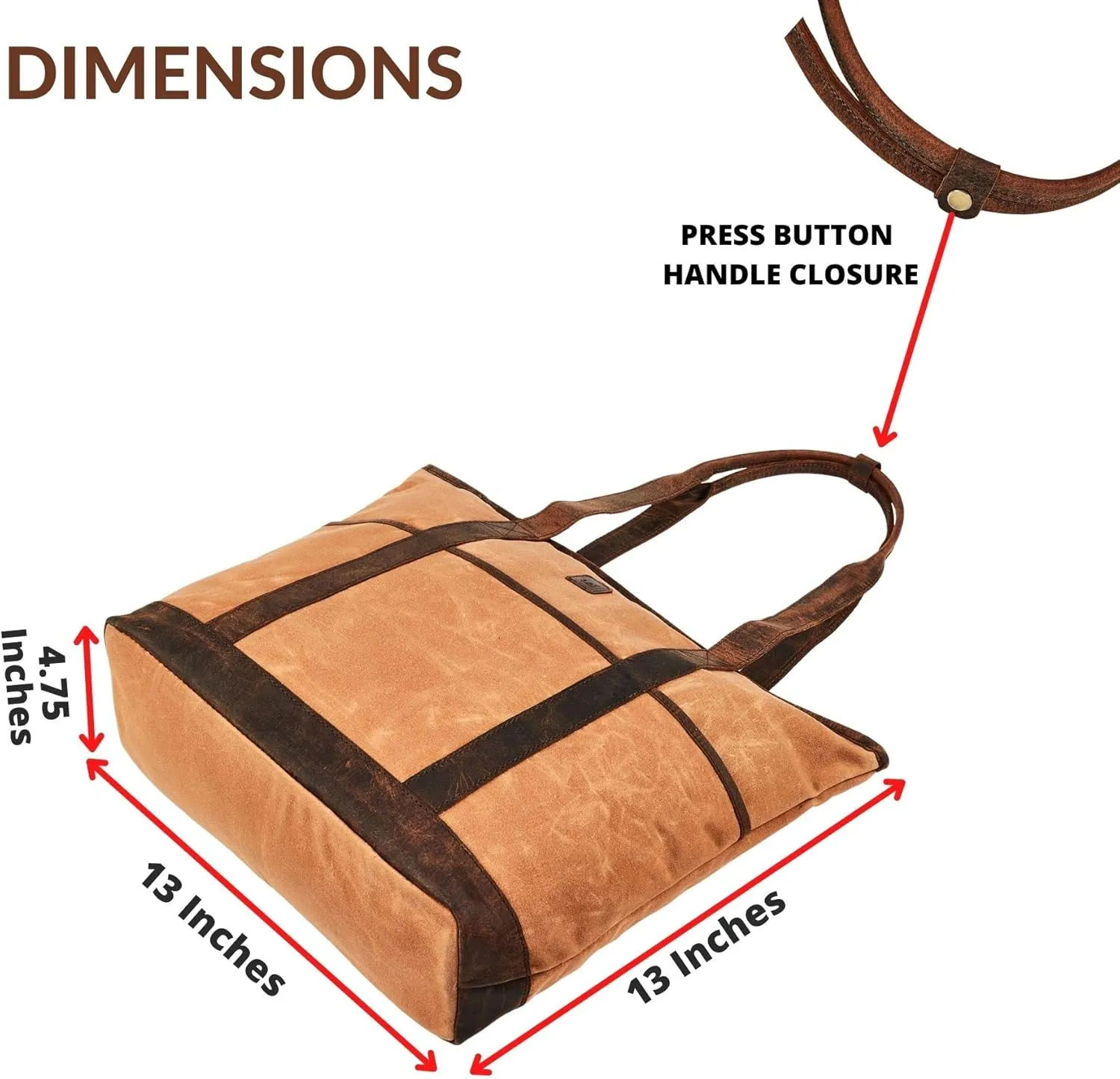 Tote Bag for Women Real Leather Shoulder Handbag Organizer Water Repellent Waxed Canvas