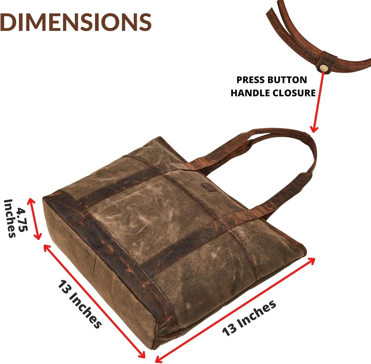 Tote Bag for Women Real Leather Shoulder Handbag Organizer Water Repellent Waxed Canvas
