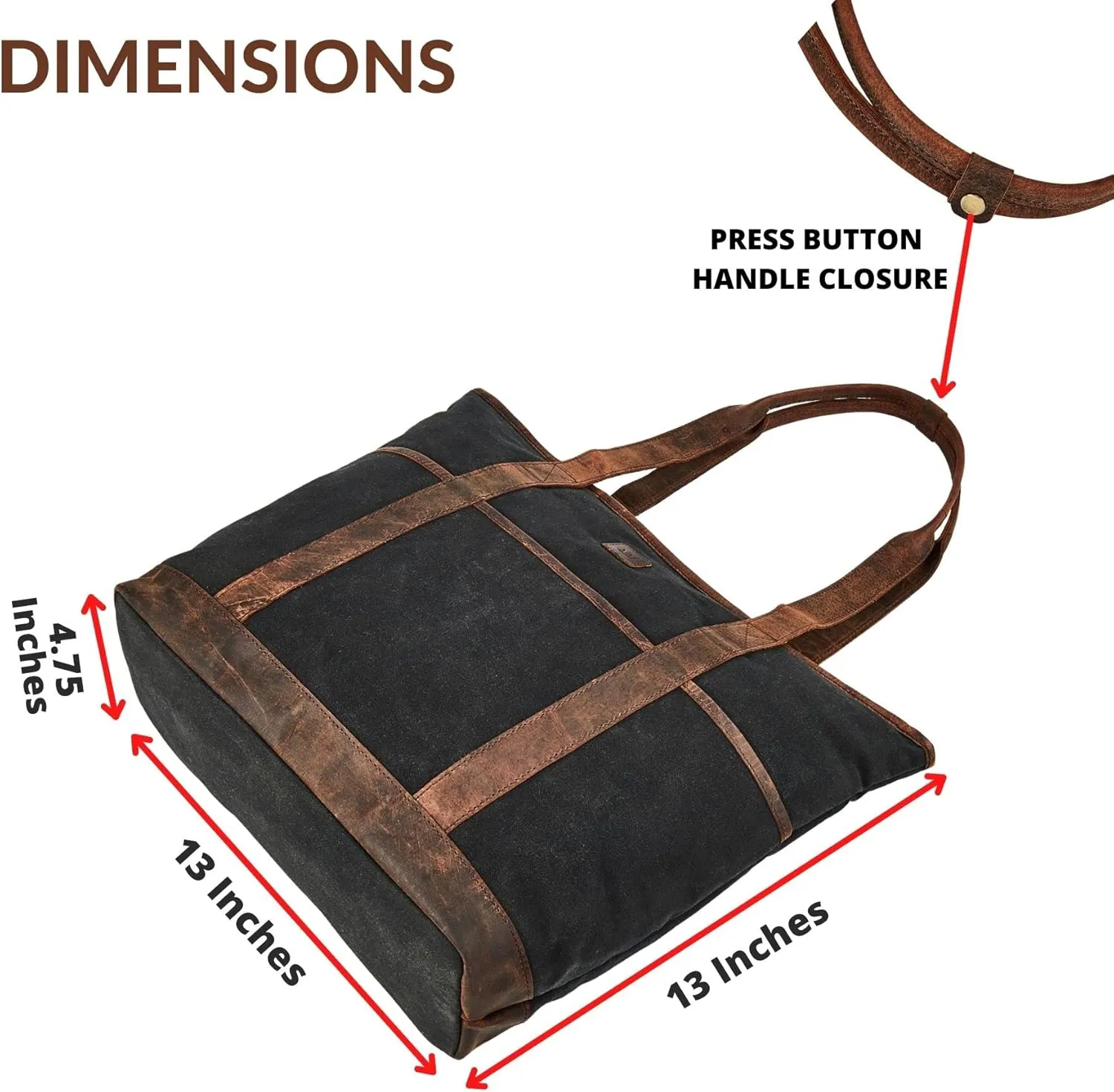 Tote Bag for Women Real Leather Shoulder Handbag Organizer Water Repellent Waxed Canvas