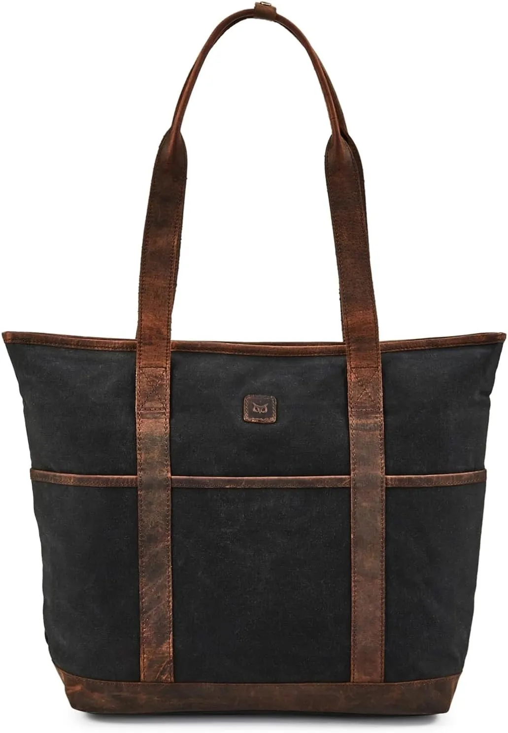 Tote Bag for Women Real Leather Shoulder Handbag Organizer Water Repellent Waxed Canvas