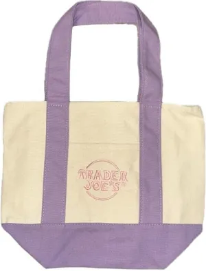 Trader Joe's Mini Pastel Canvas Tote Bag (Qty 1) Lavender Pastel Color
