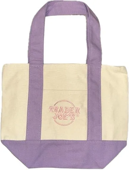 Trader Joe's Mini Pastel Canvas Tote Bag (Qty 1) Lavender Pastel Color