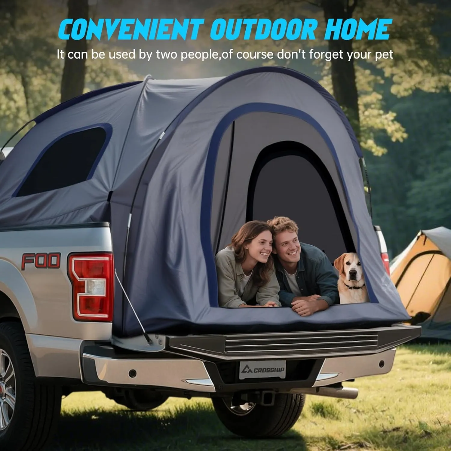Truck Bed Tent for Pickup Trucks - PU3000mm Water-Resistant Canopy Anti-Tear Fabric - Insect-Prevention Double Layer for 2 Person - Replacement for Ford, Chevy, Dodge, GMC, Nissan, Toyota