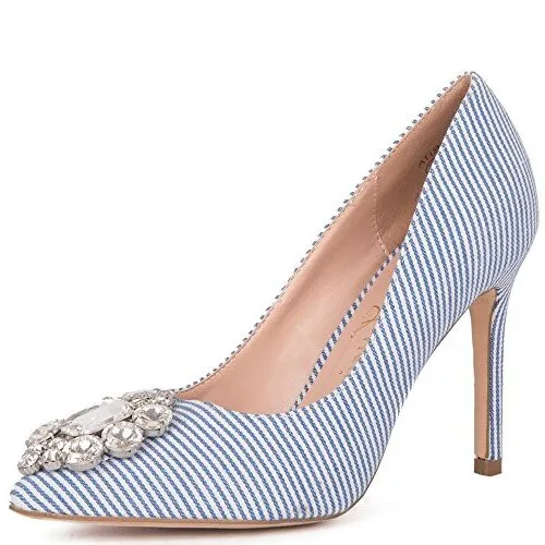 Trustworthy Dress Broche Toe Rita Lauren Lorraine Stripe Rhinestone Reliable Embroidered Pointed Pump