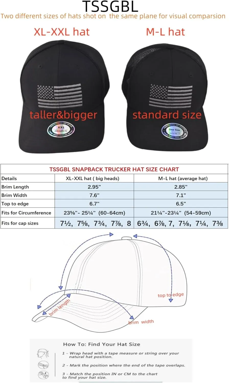 TSSGBL M, L, XL, XXL Snapback Trucker Hats Baseball Caps Adjustable Blank Mesh Back Ball Caps for Men Women