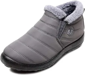 Unisex Waterproof Winter Snow Boots Warm Ankle Booties Fur Lining Shoes Lightweight