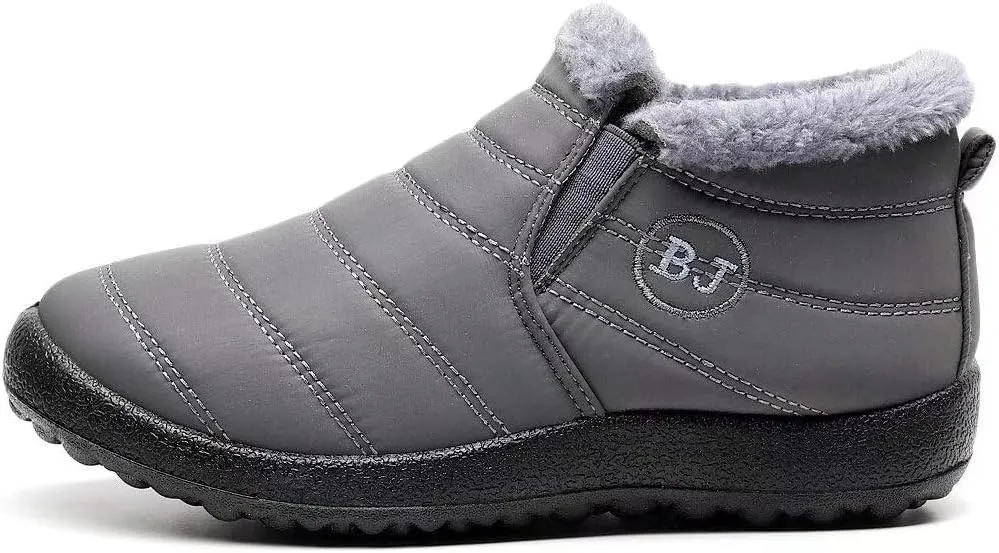 Unisex Waterproof Winter Snow Boots Warm Ankle Booties Fur Lining Shoes Lightweight