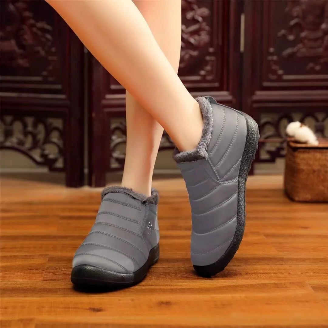 Unisex Waterproof Winter Snow Boots Warm Ankle Booties Fur Lining Shoes Lightweight