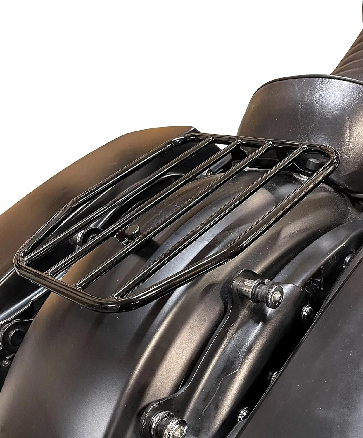 USA 10.5” Solo Luggage Rack for Harley-Davidson Touring Models - Part Number MWL-462 (Matte Black)