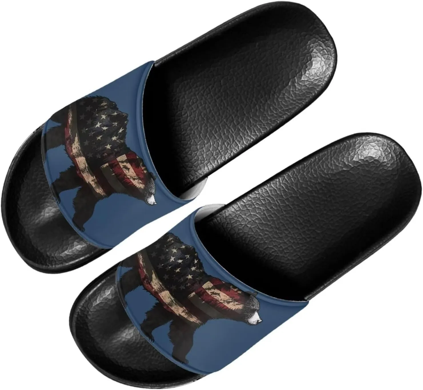 USA Flag Womens Cloud Slides Pillow Slippers Thick Sole Cushioned Adults Sandals Size 6-13.5