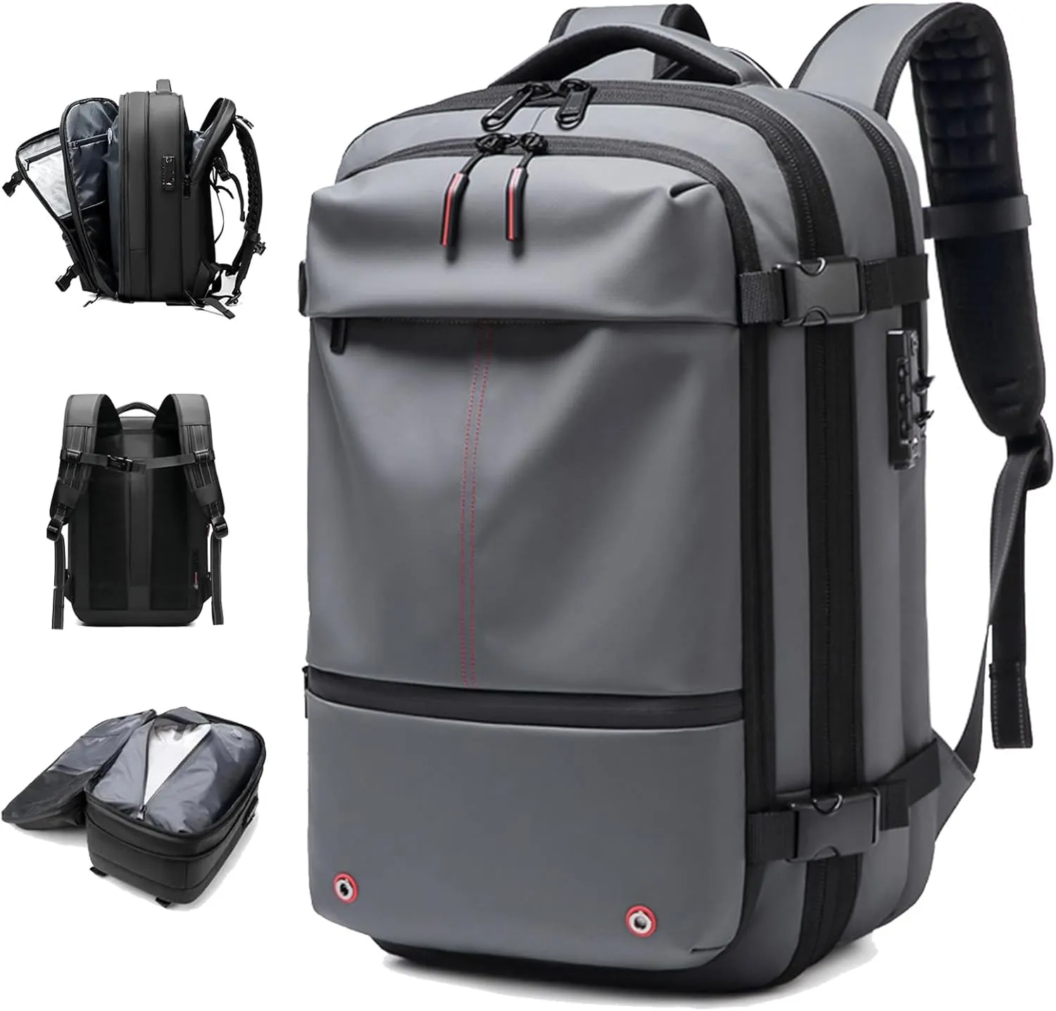 Vaccage Backpack, Vaccage Bag, Vaccage Back Pack, 60L Expandable Travel Smart Backpack with Vacuum Compression, with Pump (Gray(No Air Pump))