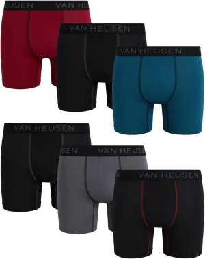 Van Heusen Men's Boxer Briefs - 6 Pack Sport Soft Performance Moisture Wicking Boxers - Breathable Underwear for Men (S-XL)