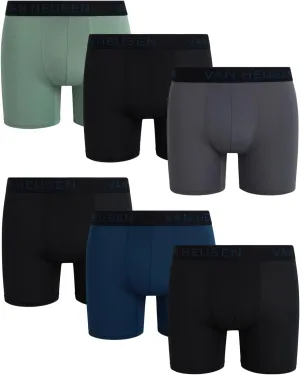 Van Heusen Men's Boxer Briefs - 6 Pack Sport Soft Performance Moisture Wicking Boxers - Breathable Underwear for Men (S-XL)
