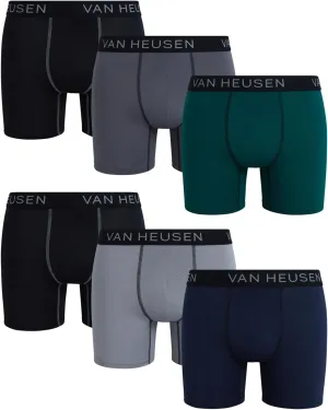 Van Heusen Men's Boxer Briefs - 6 Pack Sport Soft Performance Moisture Wicking Boxers - Breathable Underwear for Men (S-XL)
