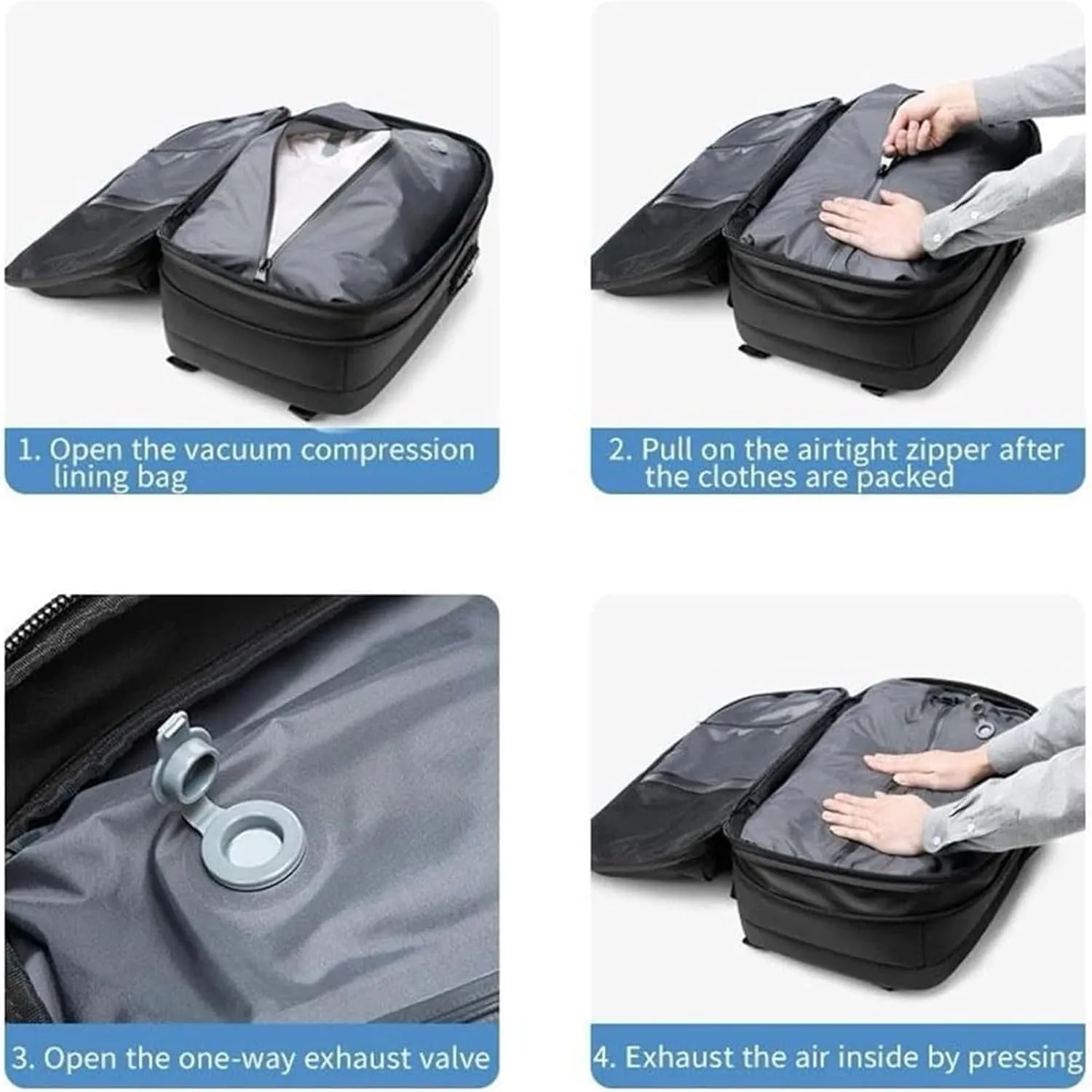 Veloutte Travel Backpack, Veloussette Space Bag, Velouette Space Bag, Vacpack Backpack with Vacuum, Travel Smart with Vacuum Compression & Waterproof Design (B)