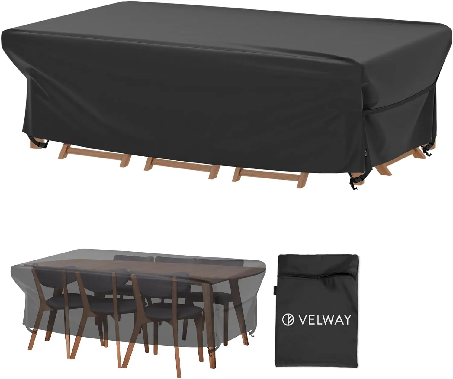 Velway Patio Table Cover Rectangle Waterproof Patio Furniture Cover for Outdoor Table and Chairs 84”Lx52”Wx29”H Oxford Tear-Resistant Wind Dust Proof Paito Furniture Covers