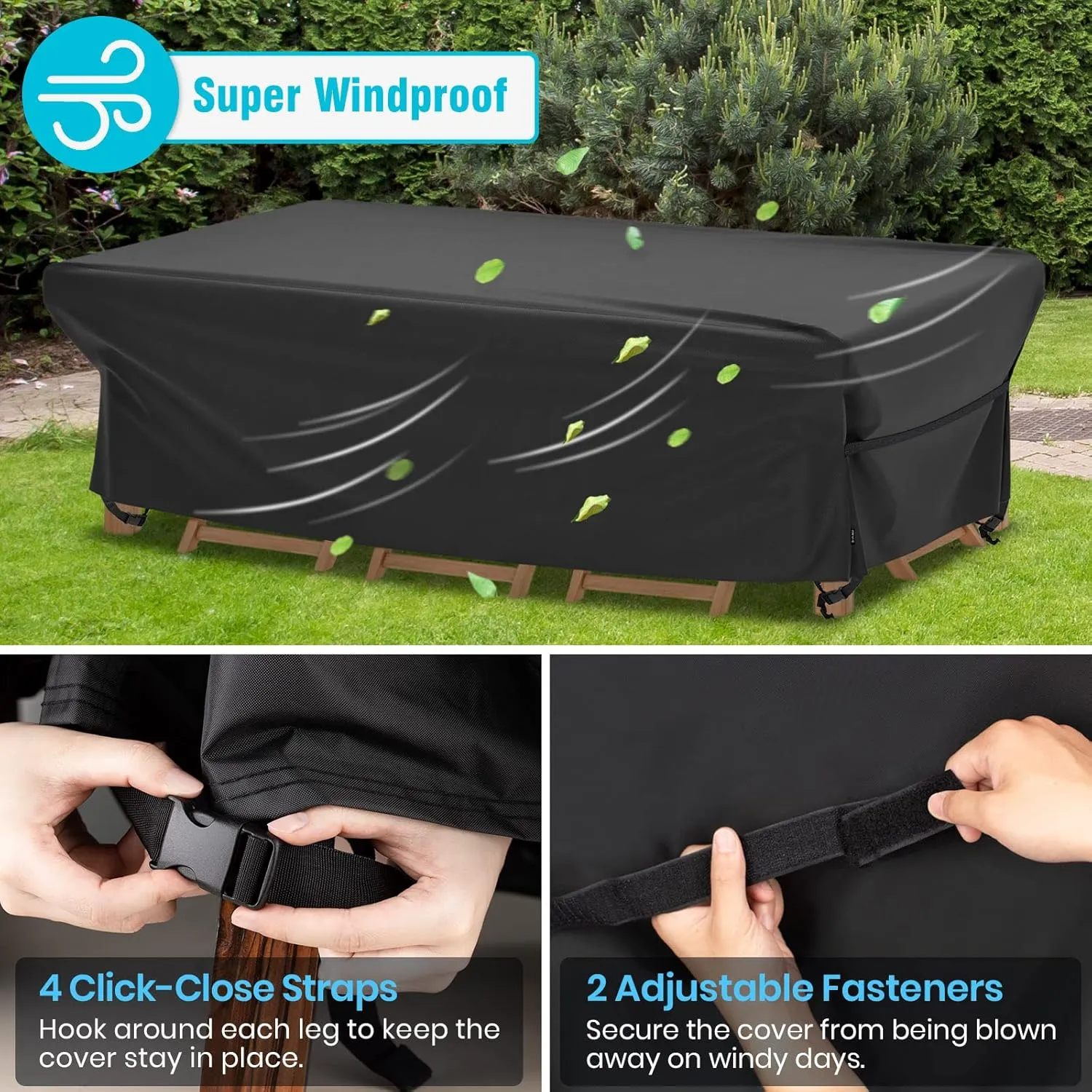 Velway Patio Table Cover Rectangle Waterproof Patio Furniture Cover for Outdoor Table and Chairs 84”Lx52”Wx29”H Oxford Tear-Resistant Wind Dust Proof Paito Furniture Covers