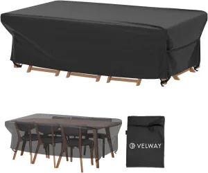 Velway Patio Table Cover Rectangle Waterproof Patio Furniture Cover for Outdoor Table and Chairs 84”Lx52”Wx29”H Oxford Tear-Resistant Wind Dust Proof Paito Furniture Covers