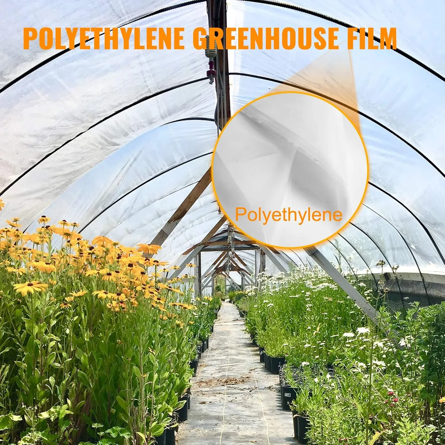 VEVOR Greenhouse Plastic Sheeting 32 x 25 ft, 6 Mil Thickness UV Resistant Clear Polyethylene Film, Hoop Green House Cover for Farms, Agriculture, Garden