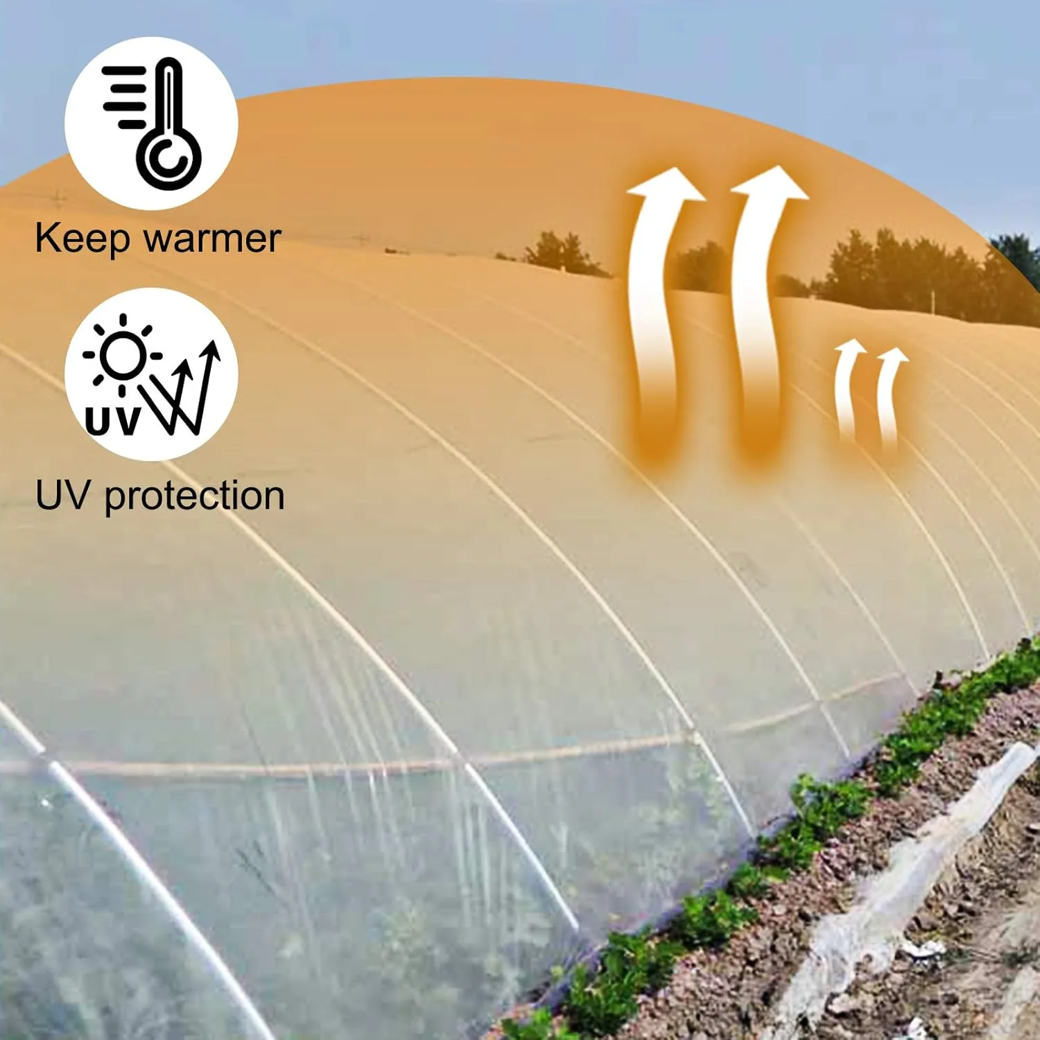 VEVOR Greenhouse Plastic Sheeting 32 x 25 ft, 6 Mil Thickness UV Resistant Clear Polyethylene Film, Hoop Green House Cover for Farms, Agriculture, Garden