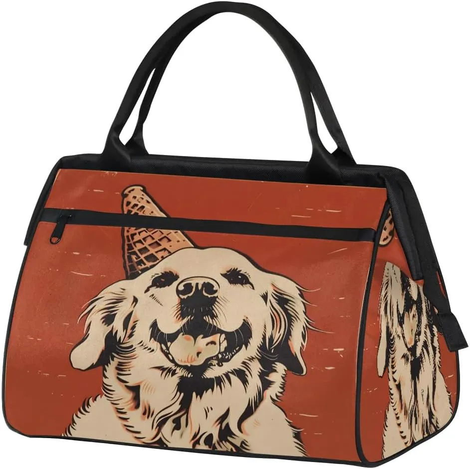 Vintage Golden_retriever Travel Duffle Bag, Waterproof Duffel Bag Weekender Overnight Carry On Bag Lightweight Sport Gym Bag for Men Women