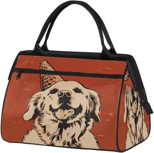 Vintage Golden_retriever Travel Duffle Bag, Waterproof Duffel Bag Weekender Overnight Carry On Bag Lightweight Sport Gym Bag for Men Women