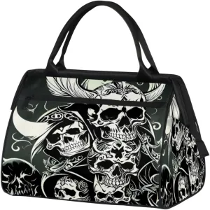 Vintage Viking Skull Travel Duffle Bag, Waterproof Duffel Bag Weekender Overnight Carry On Bag Lightweight Sport Gym Bag for Men Women