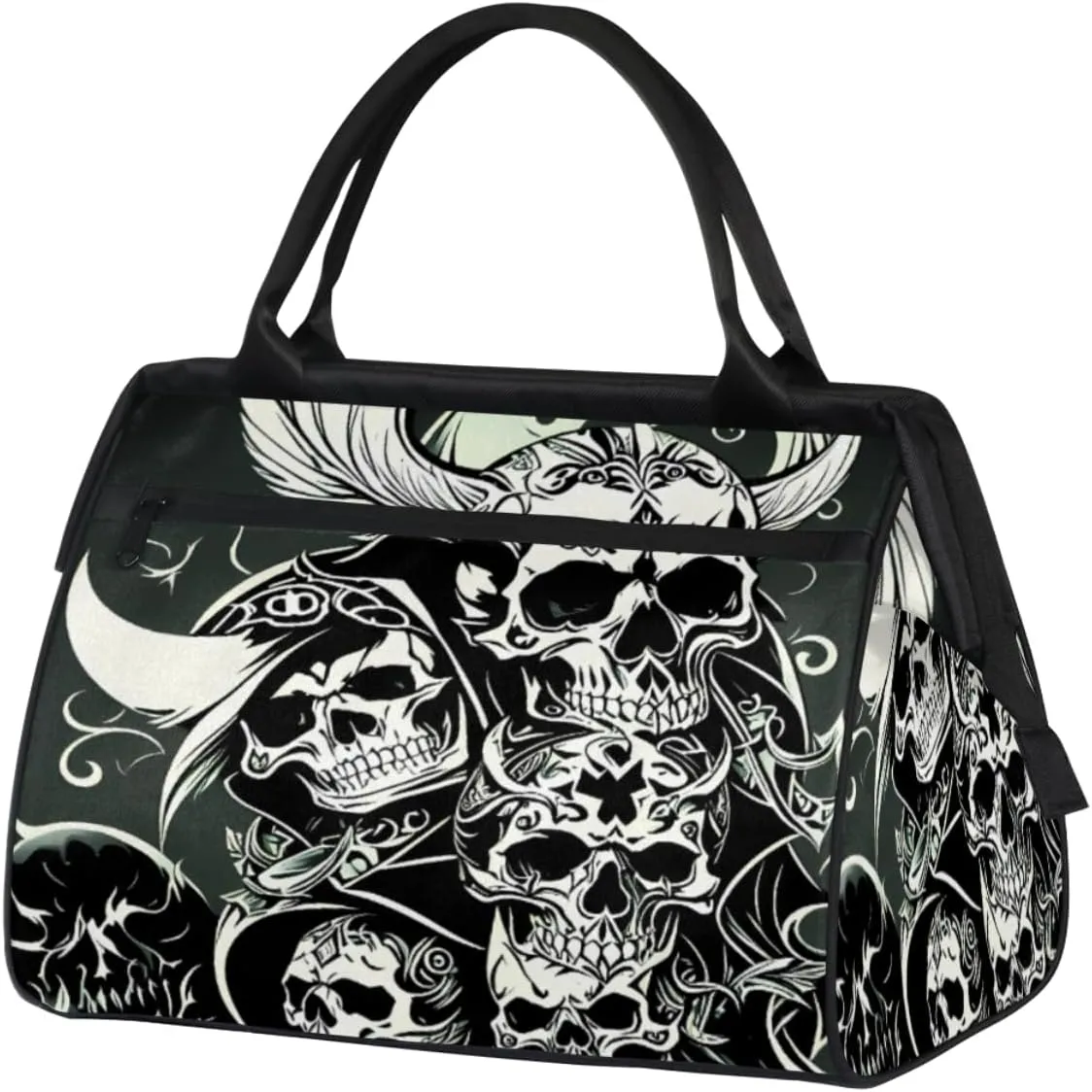 Vintage Viking Skull Travel Duffle Bag, Waterproof Duffel Bag Weekender Overnight Carry On Bag Lightweight Sport Gym Bag for Men Women