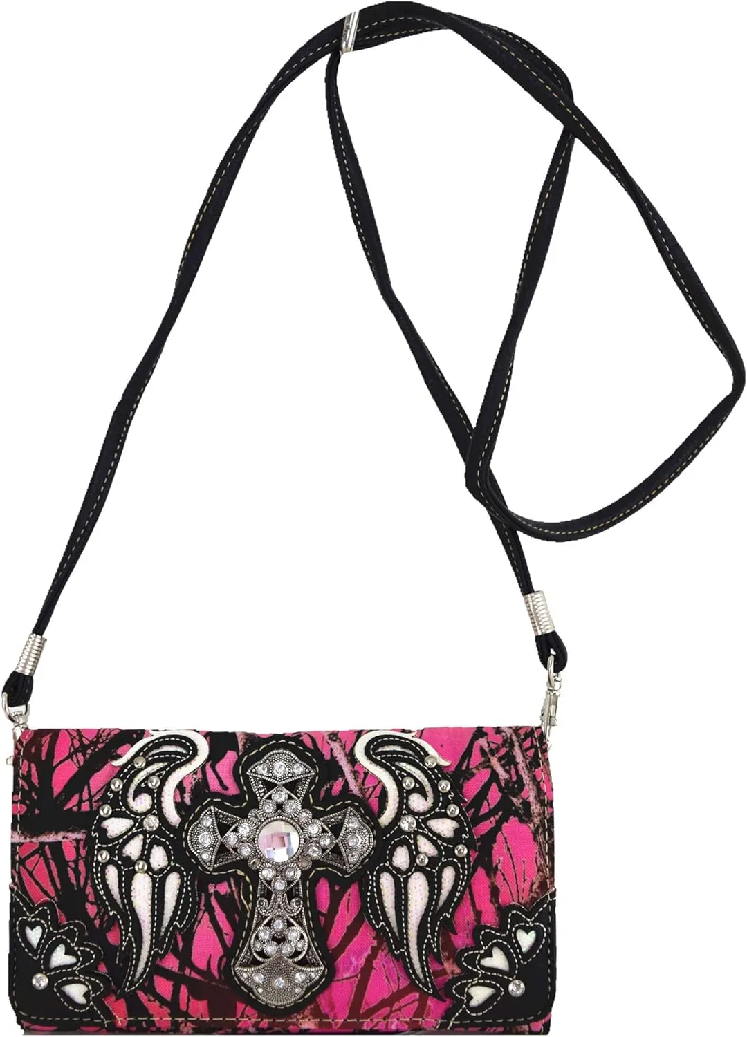 Western Camouflage Cross Wings Country Purse Single Shoulder Bags Clutch Women Blocking Wristlet Wallet