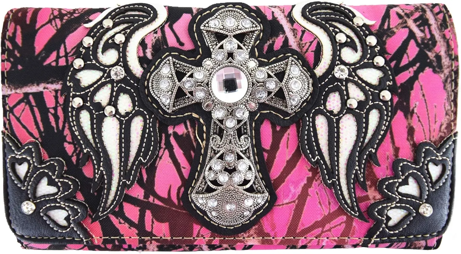 Western Camouflage Cross Wings Country Purse Single Shoulder Bags Clutch Women Blocking Wristlet Wallet