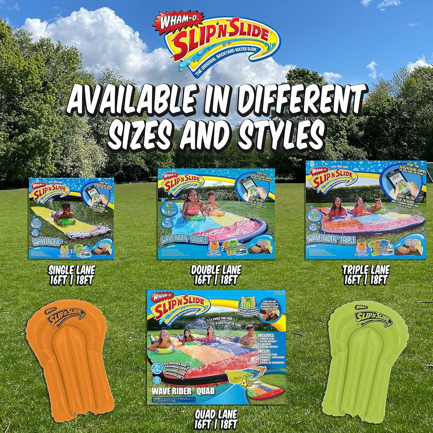 Wham-o Slip N Slide Wave Rider Double with 2 Slide Boogies