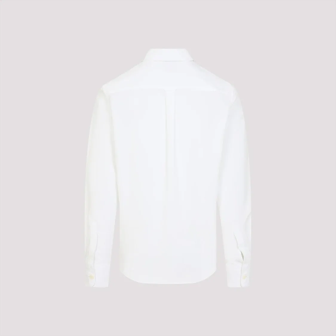 White Cotton Long Sleeve Embroidered Orange Oxford Shirt