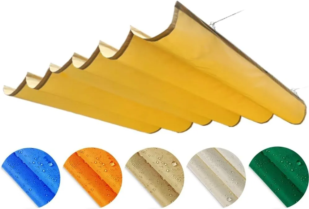 WIGING Outdoor Waterproof Retractable Sun Shade Sail, Slide Wire Wave Canopy Cover with Mounting Kit for Patio Garden Backyard Deck Pergola